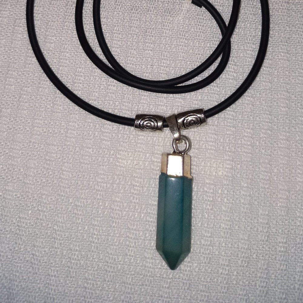 Aquamarine Crystal Point Pendant Necklace